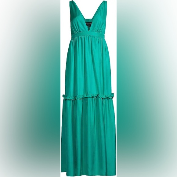 Cynthia Rowley Juna Silk Tiered Maxi Dress in Emerald - Picture 2 of 9